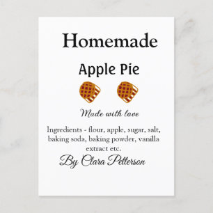 Homemade apple pie made with love add ingredients  postcard