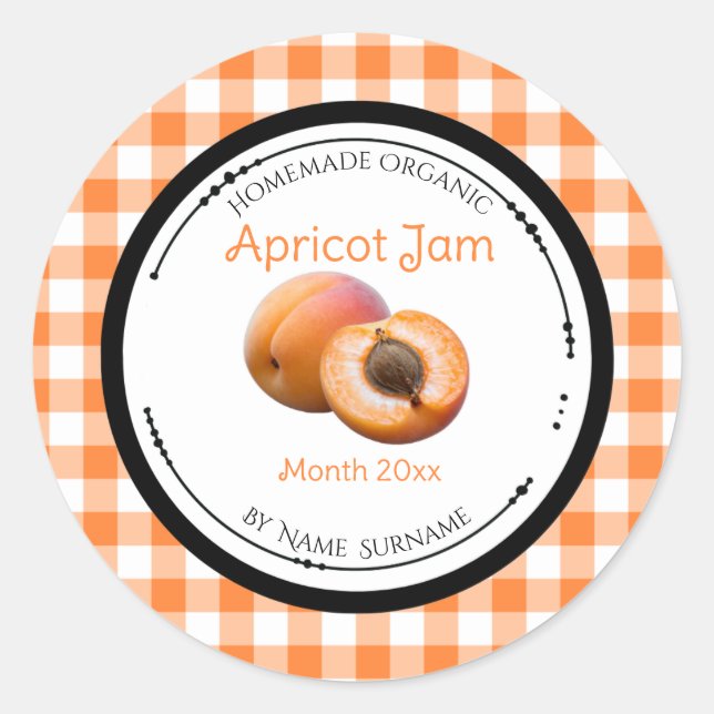 Homemade Apricot Jam Label Sticker (Front)
