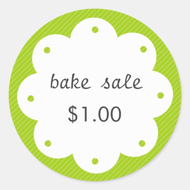 Homemade Bake Sale With Scalloped Edge Circle Classic Round Sticker (Front)