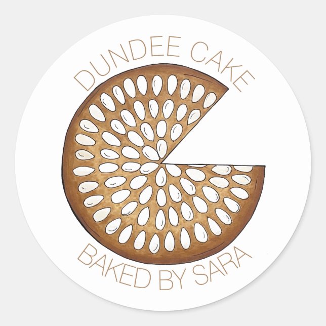 Homemade Baked By British Scottish Dundee Cake Classic Round Sticker (Front)