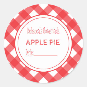 Homemade Baked Goods Apple Pie Red & White Check Classic Round Sticker
