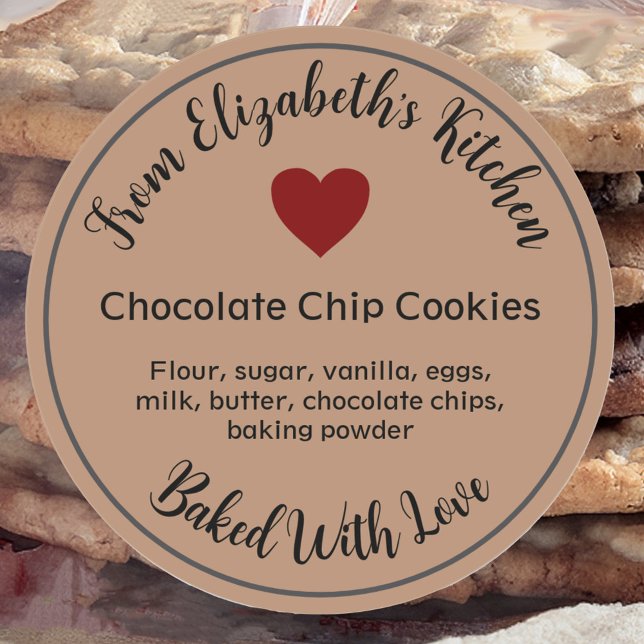 Homemade Baked Goods Ingredients Kraft Paper Brown Classic Round Sticker (Creator Uploaded)
