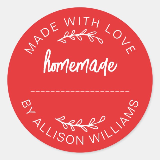 Homemade Baked Goods Jam Cookies Bright Red Classic Round Sticker (Front)