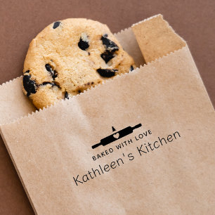 Homemade Baked With Love Rolling Pin Rubber Stamp