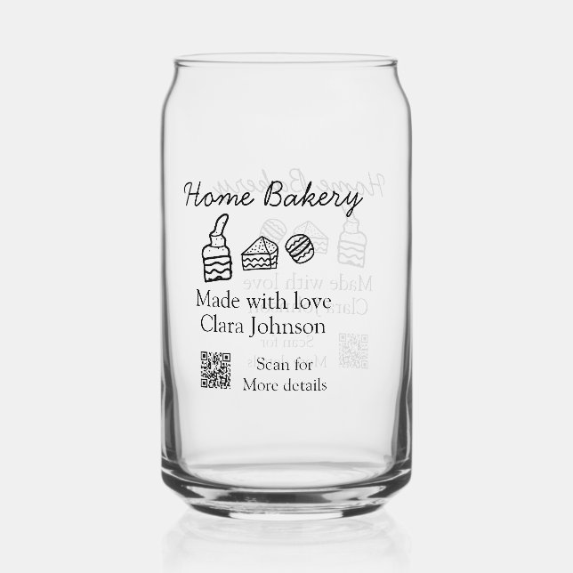 Homemade bakery add your text name custom  can glass (Front)