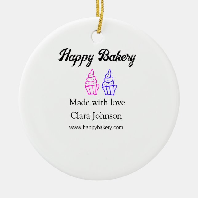 Homemade bakery add your text name custom  ceramic ornament (Front)