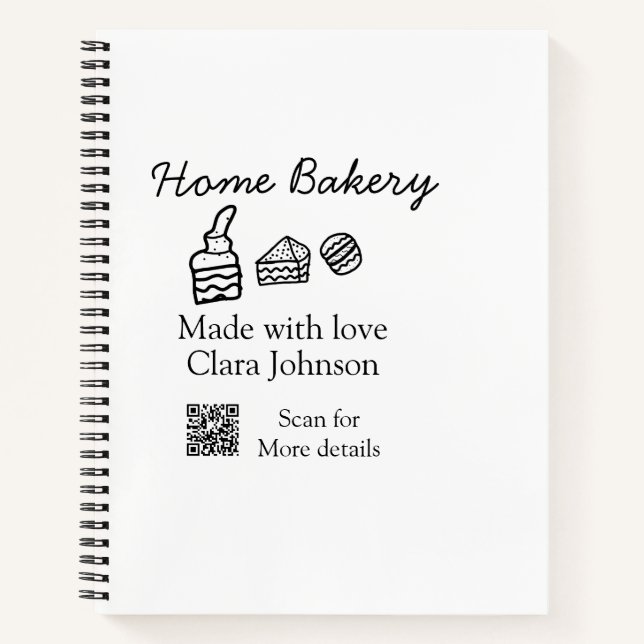 Homemade bakery add your text name custom  notebook (Front)