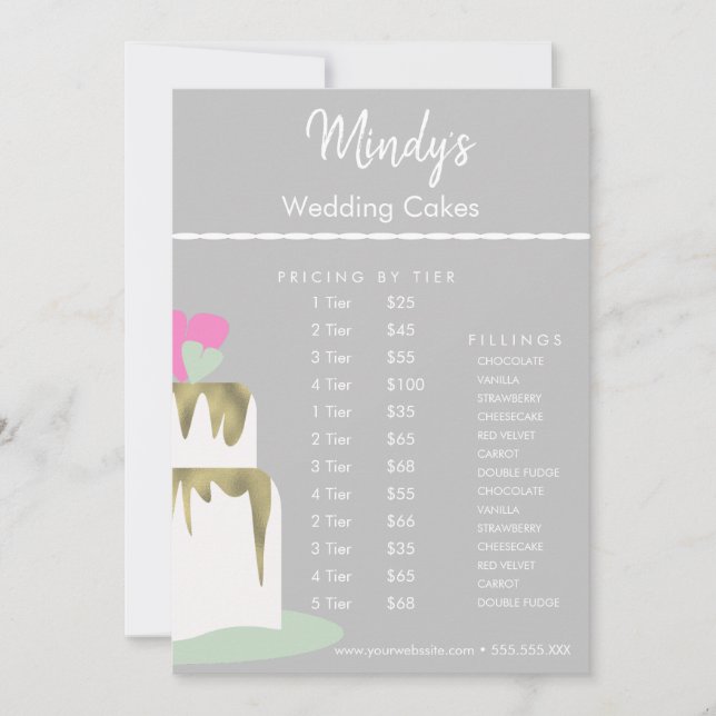 Homemade Bakery Cupcakes Flyer Pricing List Card (Front)