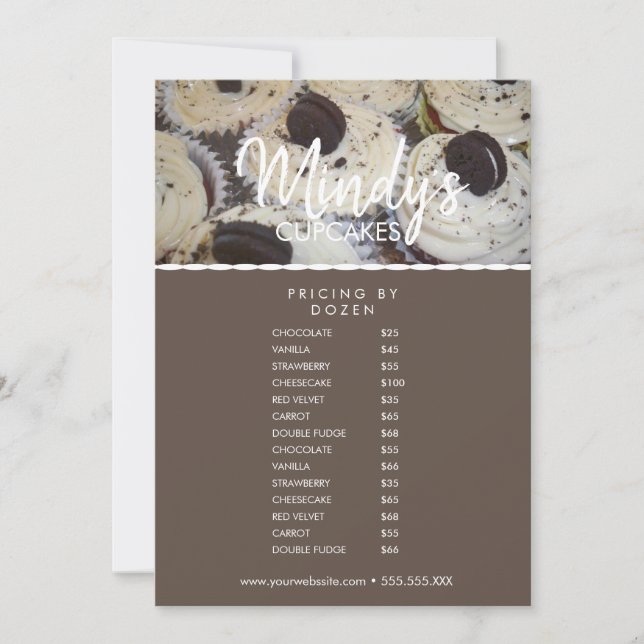 Homemade Bakery Cupcakes Flyer Pricing List Invitation (Front)