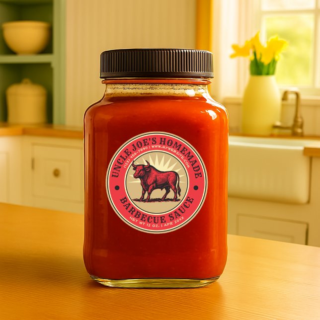 Homemade Barbecue Sauce Bull Label Template (Creator Uploaded)