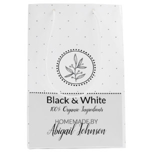 Homemade Bath & Body Packaging   Black & White Medium Gift Bag