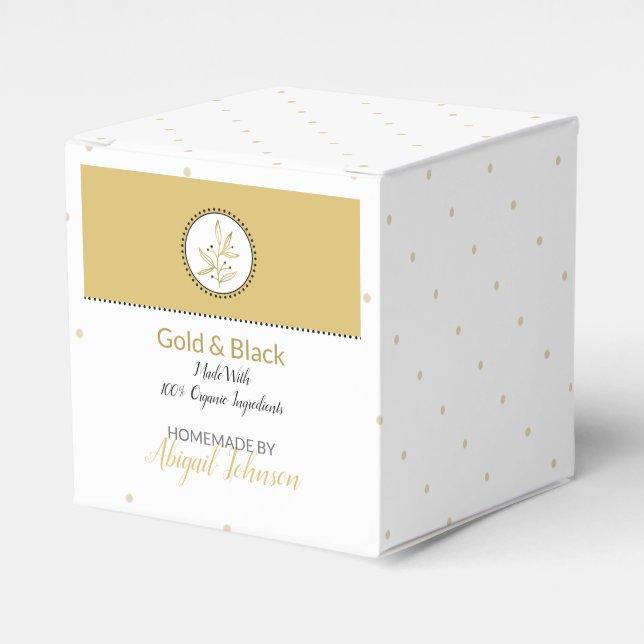 Homemade Bath & Body Packaging | Gold & Black Favour Box (Front Side)