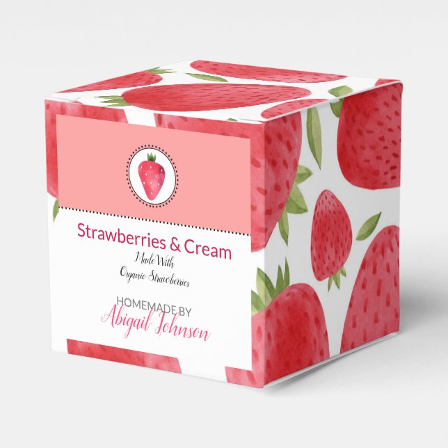 Homemade Bath & Body Packaging | Strawberry Favour Box (Front Side)