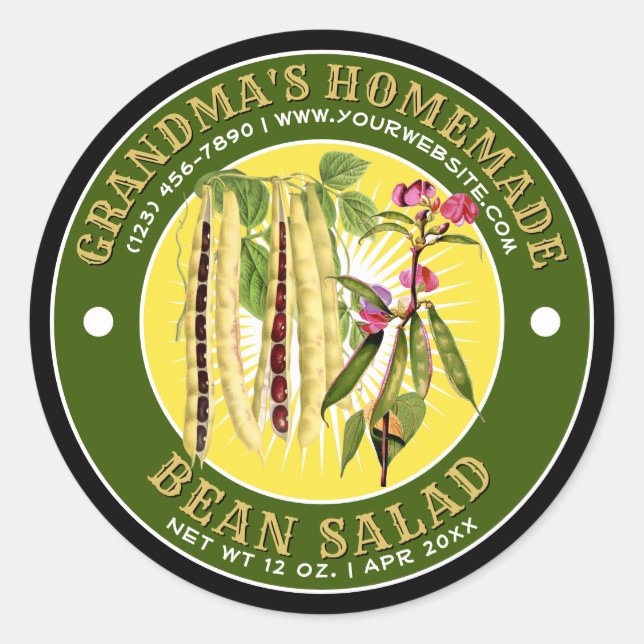 Homemade Bean Salad Label Template (Front)