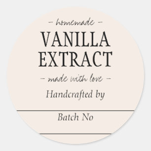 Homemade Beige Vanilla Extract Kitchen Jar Classic Round Sticker