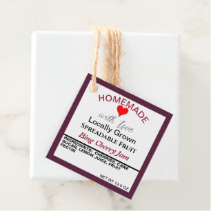 Homemade Bing Cherry Jam QR Code Backside Favour Tags