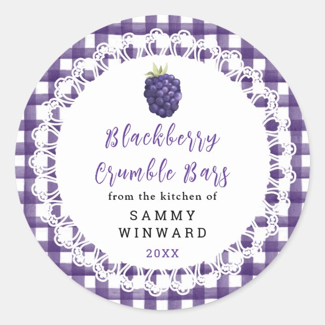 Homemade Blackberry Crumble Bars Label (Front)