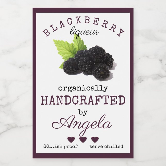 Homemade Blackberry Liqueur Bottle Label | (Single Label)