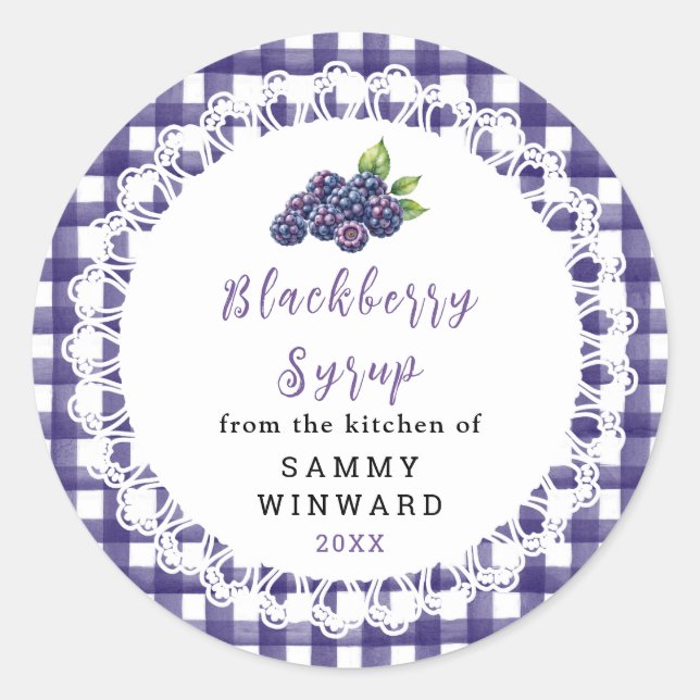Homemade Blackberry Syrup Bottle Label (Front)