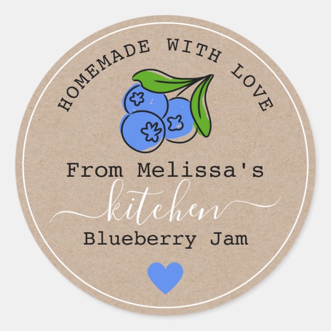 Homemade Blueberry Jam From The Kitchen Of Kraft   Classic Round Sticker (Front)