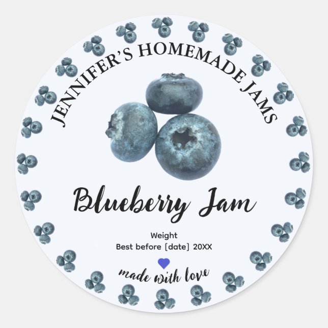 Homemade Blueberry Jam Jar Label (Front)