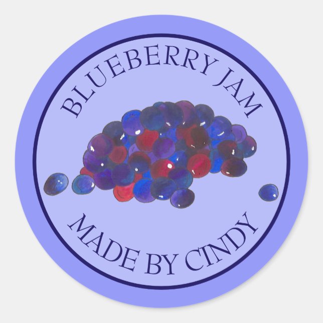 Homemade Blueberry Jam Jelly Preserves Canned By Classic Round Sticker (Front)