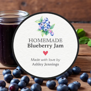 Homemade Blueberry Jam Label Custom Sticker