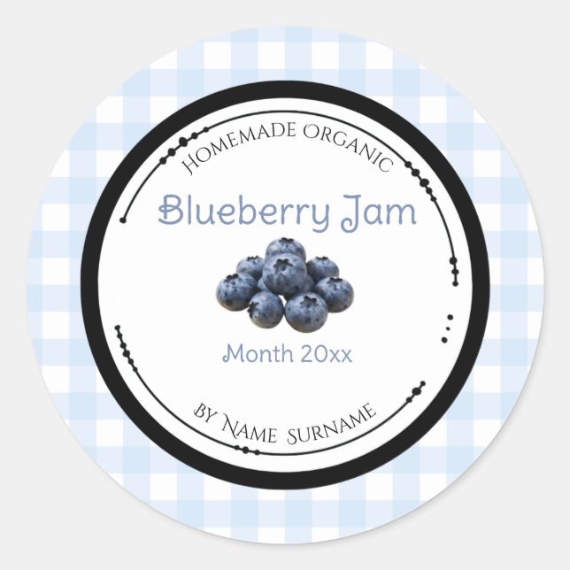 Homemade Blueberry Jam Label Sticker (Front)