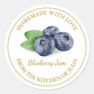 Homemade Blueberry Jam Label   White