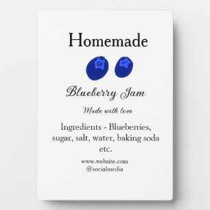 Homemade blueberry jam made with love add text plaque