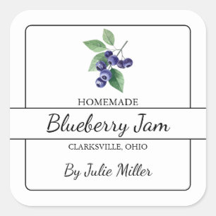 Homemade Blueberry Jam Square Label