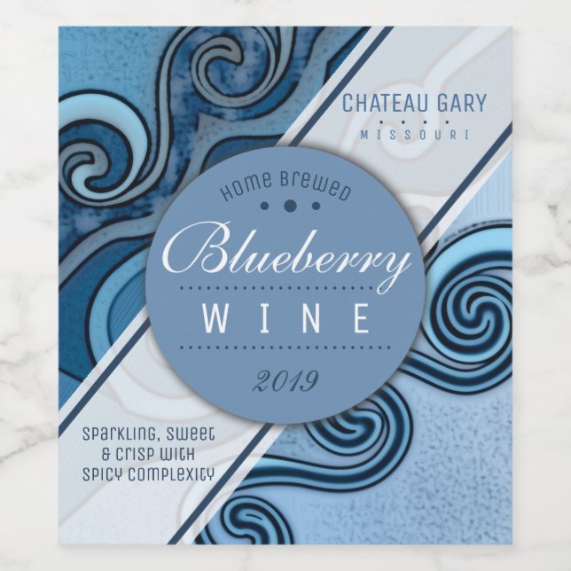 Homemade blueberry wine cider personalised wine label (Single Label)