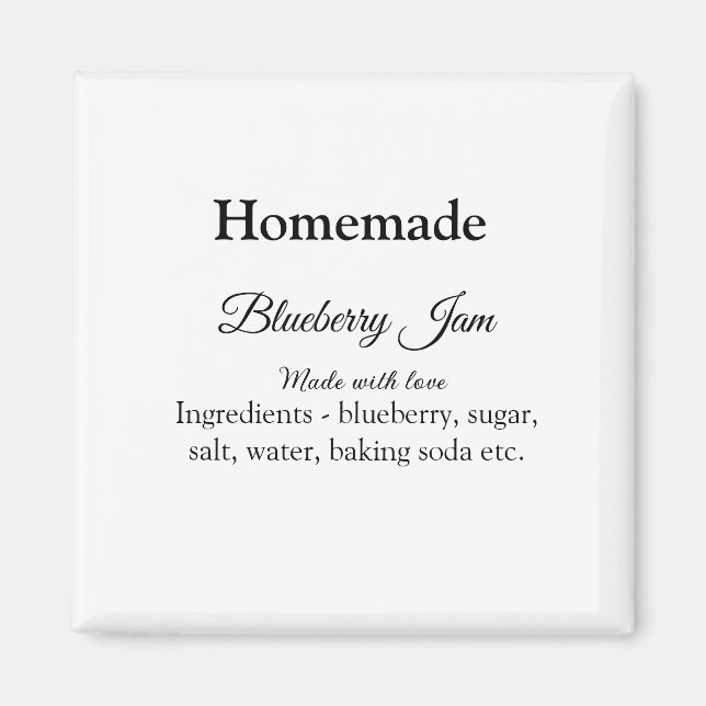 Homemade blueberry y jam made with love add text magnet (Front)