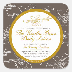 Homemade body lotion product vanilla brown square sticker