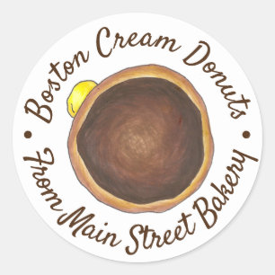 Homemade Boston Cream Doughnut Doughnut Bakery Bak Classic Round Sticker