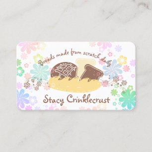 Homemade bread baking bakery cute flowers business card
