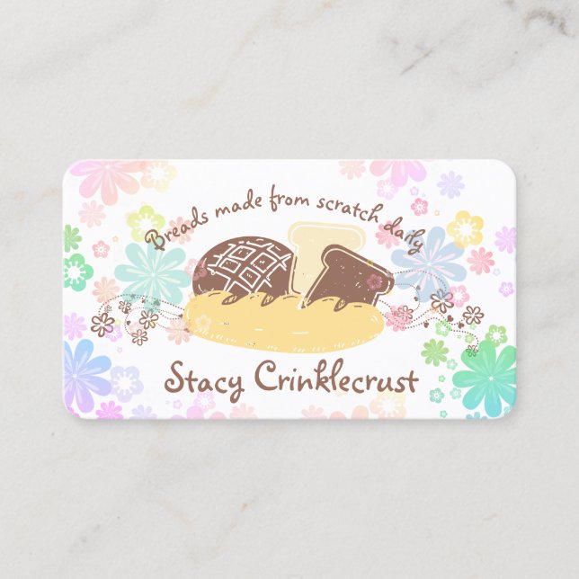 Homemade bread baking bakery cute flowers business card (Front)