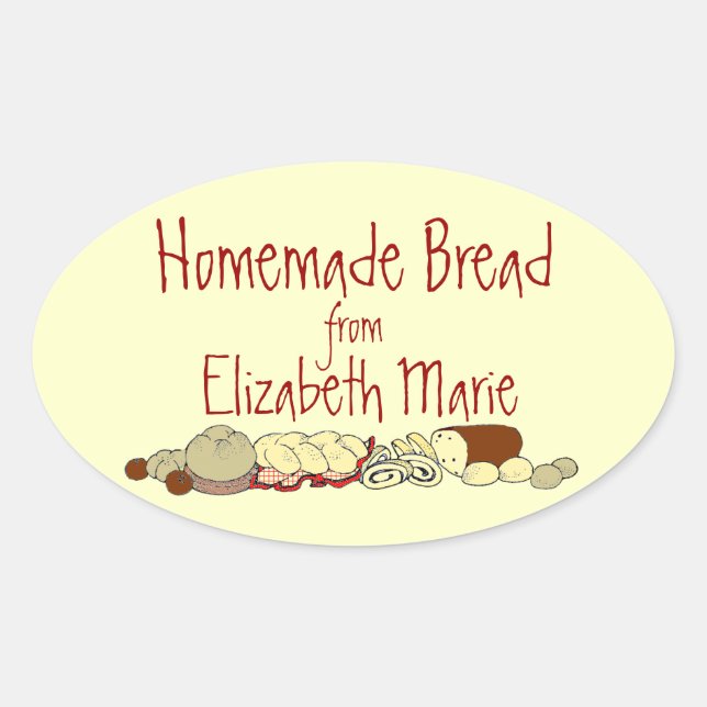 Homemade Bread Personalise It Oval Sticker (Front)