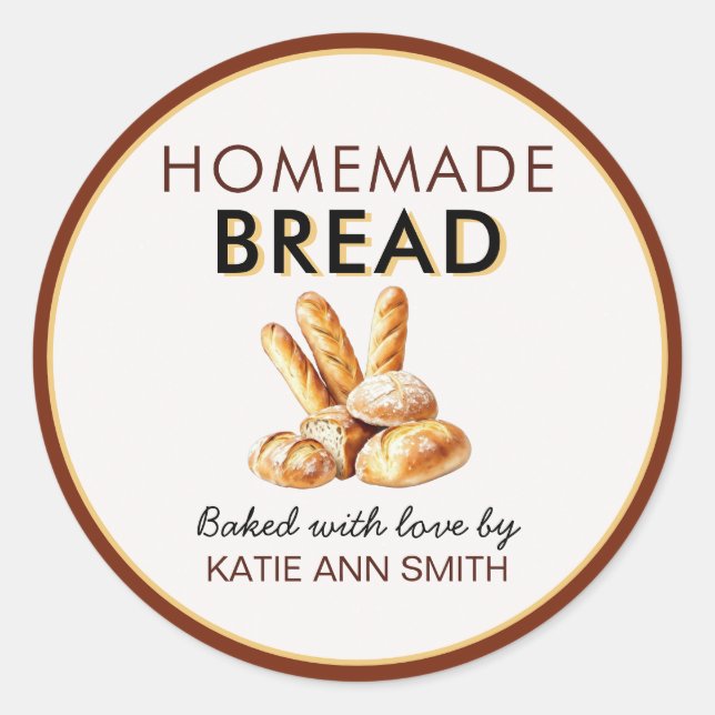 Homemade Bread Stickers | Baked with Love Labels (Front)
