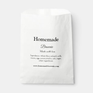 Homemade brwonie made with love add text website favour bag