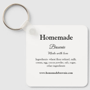 Homemade brwonie made with love add text website key ring