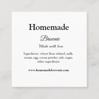 Homemade brwonie made with love add text website square business card