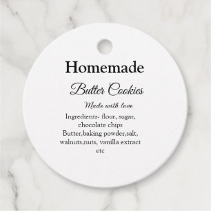 Homemade butter cookies made with love add text favour tags