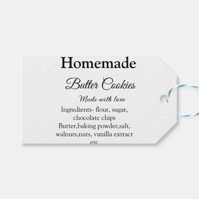 Homemade butter cookies made with love add text gift tags (Front (Horizontal))