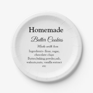 Homemade butter cookies made with love add text paper plate