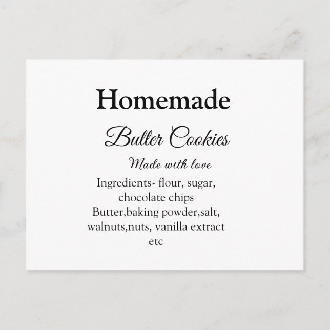 Homemade butter cookies made with love add text postcard (Front)