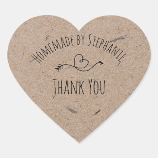 Homemade by | Kraft Paper Heart Thank You Sticker
