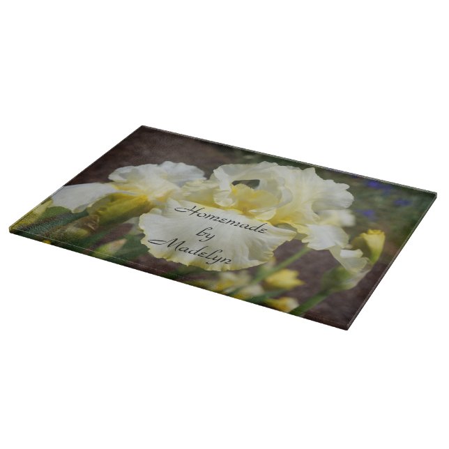 Homemade by You Glass Cutting Boards Iris Flower (Corner)