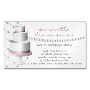 Homemade cake bakery sweet pastry simple grey Magnetic business card