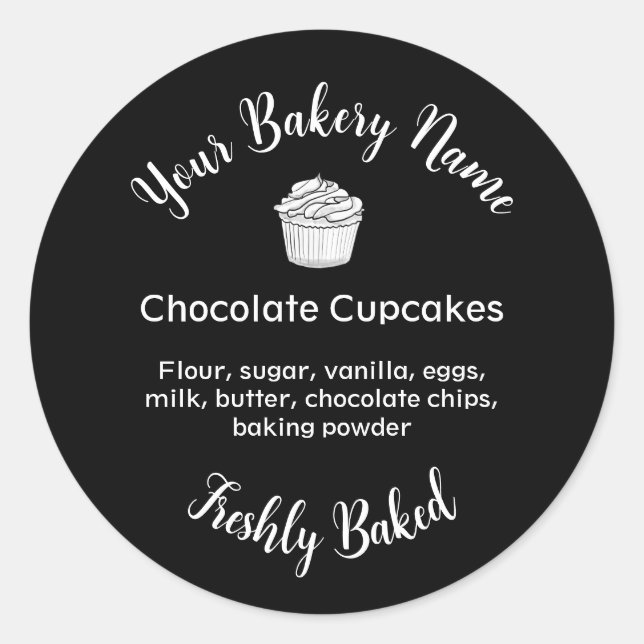 Homemade Cake Business Logo Baking Label Black (Front)